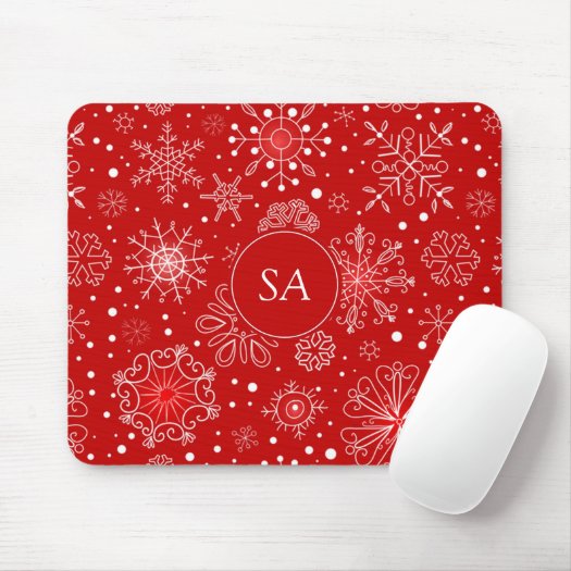 Beautiful Snowflakes on Red Background Christmas