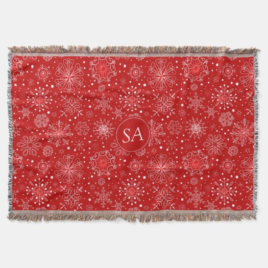 Beautiful Snowflakes on Red Background Christmas