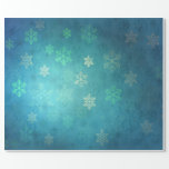 Beautiful Snowflakes on Shades of Blue-Green Wrapping Paper