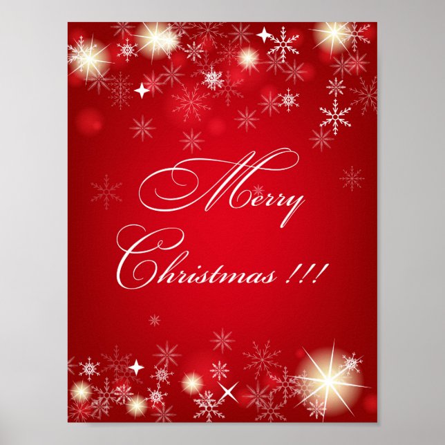 Beautiful Snowflakes & sparkling Stars Christmas Poster (Front)