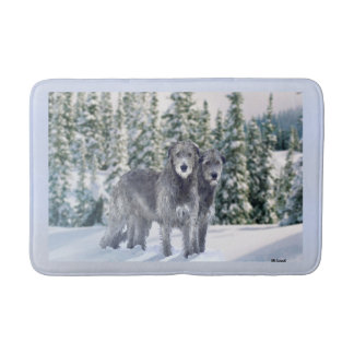 Beautiful Snowy Irish Wolfhound Scene Bath Mat