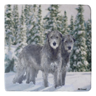 Beautiful Snowy Irish Wolfhound Scene Trivet