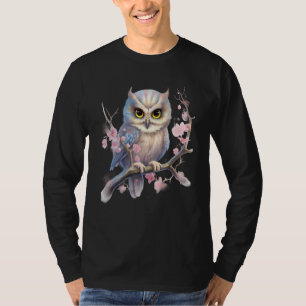 Beautiful Snowy Owl Tree Branch Flowers 1 T-Shirt