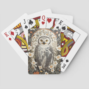 Beautiful Snowy Owl William Morris Inspired Poker Cards