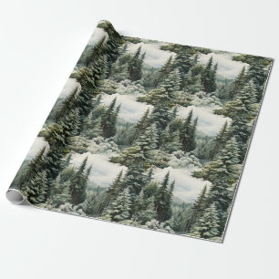 Beautiful Snowy Pine Forest Christmas Wrapping Paper
