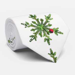 Beautiful Snowy Pine Snowflake Christmas Neck Tie