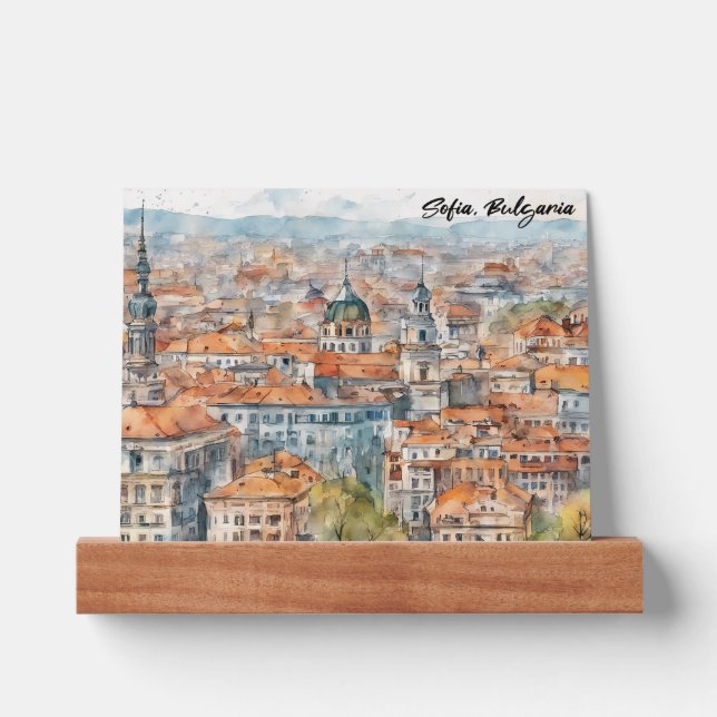 Beautiful Sofia Bulgaria Watercolor Painting City Picture Ledge (Front)