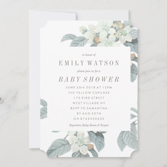 Beautiful Soft Blue Flower Baby Shower Invitation (Front)