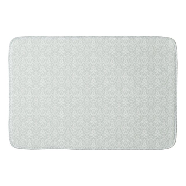 Beautiful soft muted green beige damask bath mat (Front)