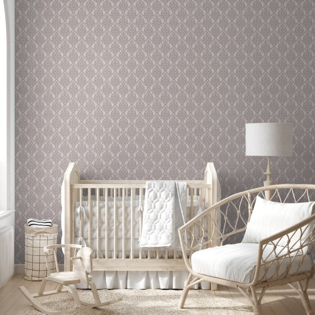 Beautiful soft muted rose beige damask wallpaper  (Kids)