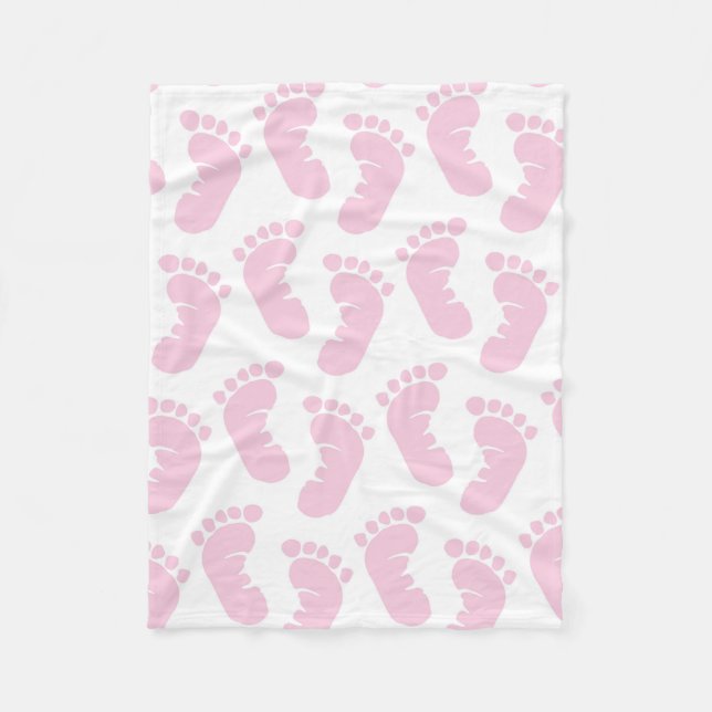 Beautiful Soft Pink Baby Footprints Fleece Blanket (Front)