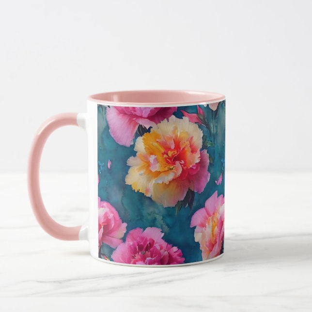 Beautiful Soft Pink Flower Pattern Mug (Left)