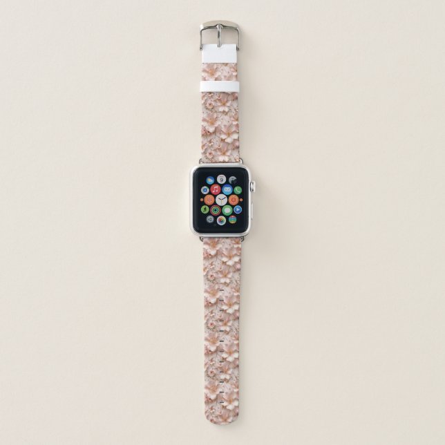 Beautiful Soft Pink Pastel Floral Apple Watch Band (Front)