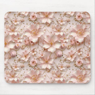 Beautiful Soft Pink Pastel Floral Mouse Pad