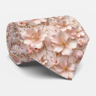 Beautiful Soft Pink Pastel Floral Neck Tie