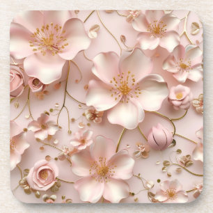 Beautiful Soft Pink Pastel Flowers Beverage Coaster