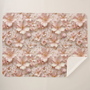 Beautiful Soft Pink Pastel Flowers Bloom Sherpa Blanket