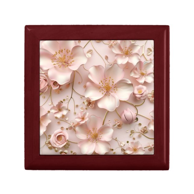 Beautiful Soft Pink Pastel Flowers Gift Box (Front)