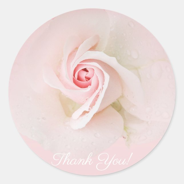 Beautiful Soft Pink Rose Elegant Bridal Shower Classic Round Sticker (Front)