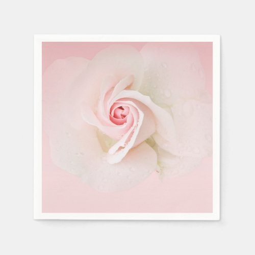 Beautiful Soft Pink Wet Rose Elegant Bridal Shower Napkins