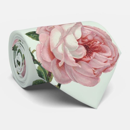 Beautiful soft vintage roses and leaves neck tie