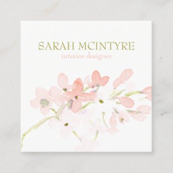 Beautiful Soft Watercolour Pink Blossoms Calling Card by colourfuldesigns at Zazzle