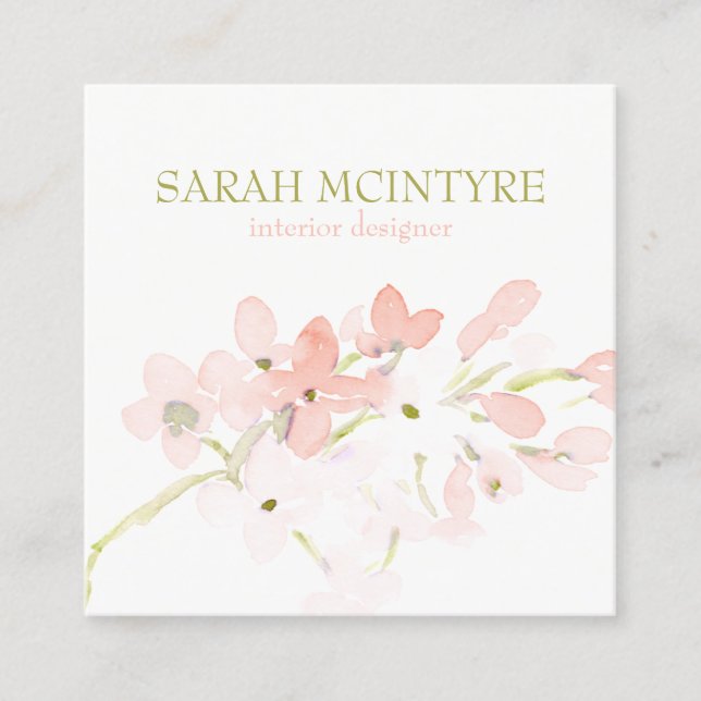 Beautiful Soft Watercolour Pink Blossoms Calling Card (Front)