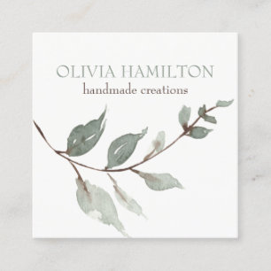 Beautiful Soft Watercolour Sage Green Foliage Calling Card