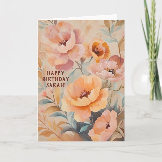 Beautiful Soft Wildflowers Flowers CUSTOM BIRTHDAY Card (Front)