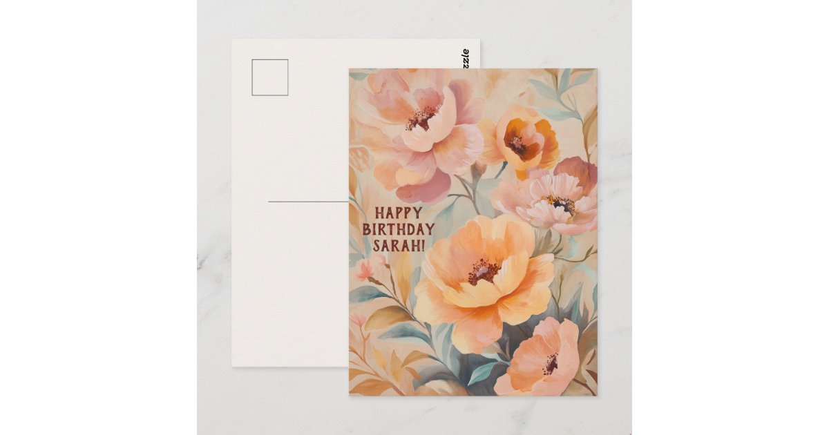Beautiful Soft Wildflowers Flowers CUSTOM BIRTHDAY Postcard | Zazzle