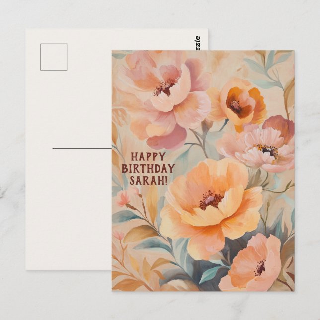 Beautiful Soft Wildflowers Flowers CUSTOM BIRTHDAY Postcard (Front/Back)
