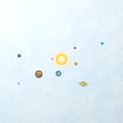 Beautiful Solar System Sun Moon  9 Planets Wall Decal