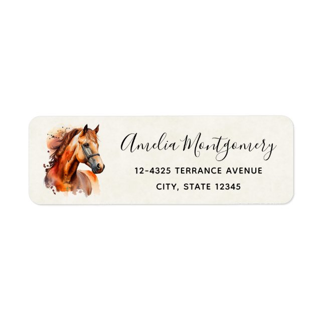 Beautiful Sorrel Horse Portrait Address Label (Front)