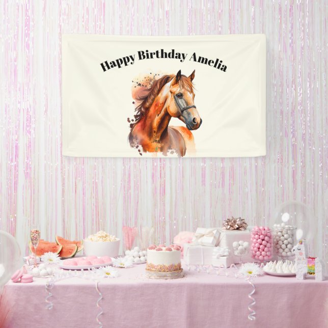 Beautiful Sorrel Horse Portrait Birthday Banner (Party)