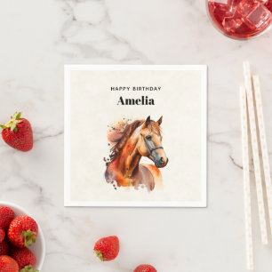 Beautiful Sorrel Horse Portrait Birthday Napkins