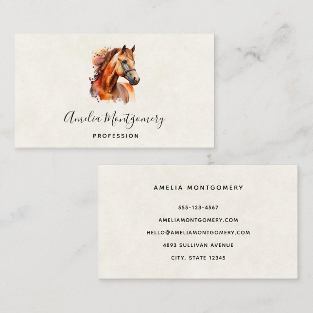Beautiful Sorrel Horse Portrait Business Card (Front/Back)