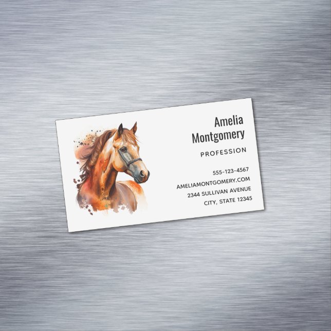 Beautiful Sorrel Horse Portrait Business Card Magnet (In Situ)