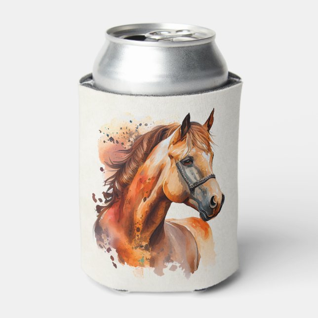 Beautiful Sorrel Horse Portrait Can Cooler (Can Front)