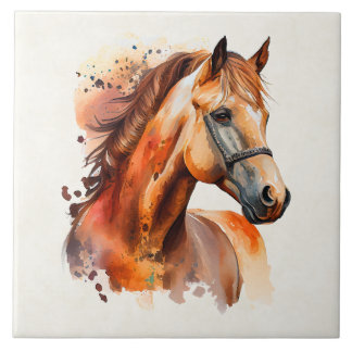 Beautiful Sorrel Horse Portrait Ceramic Tile