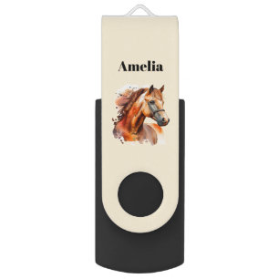 Beautiful Sorrel Horse Portrait Flash Drive