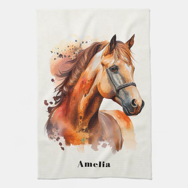 Beautiful Sorrel Horse Portrait Kitchen Towel (Vertical)