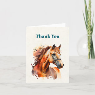 Beautiful Sorrel Horse Portrait Letterpress Thank You Card