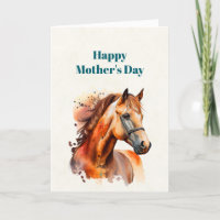 Beautiful Sorrel Horse Portrait Mother's Day Card
