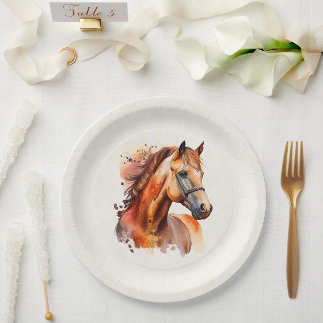 Beautiful Sorrel Horse Portrait Paper Plates (Wedding)