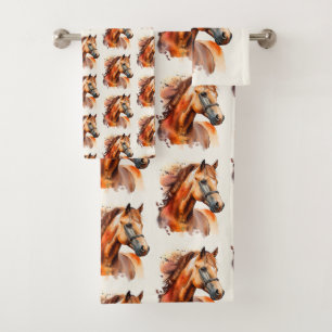 Beautiful Sorrel Horse Portrait Pattern Bath Towel Set