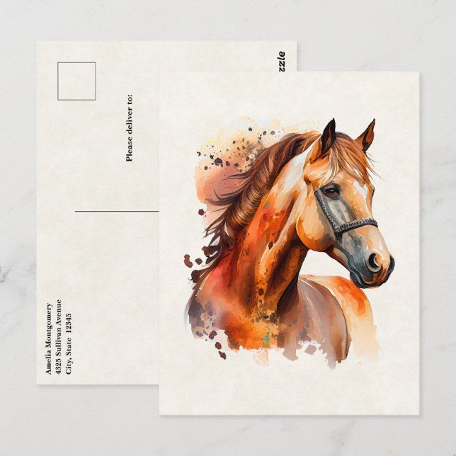 Beautiful Sorrel Horse Portrait Postcard (Front/Back)