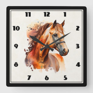 Beautiful Sorrel Horse Portrait Square Wall Clock