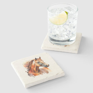 Beautiful Sorrel Horse Portrait Stone Coaster