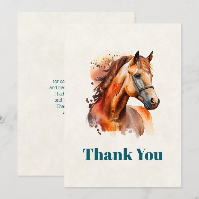 Beautiful Sorrel Horse Portrait Thank You (Front/Back)