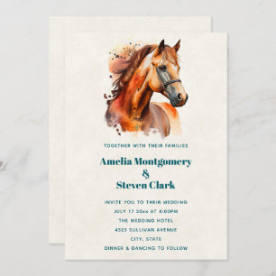 Beautiful Sorrel Horse Portrait Wedding Invitation